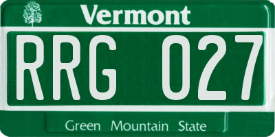VT license plate RRG027