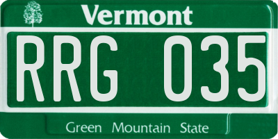 VT license plate RRG035