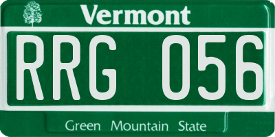 VT license plate RRG056