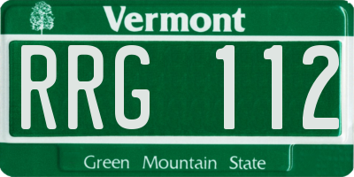 VT license plate RRG112