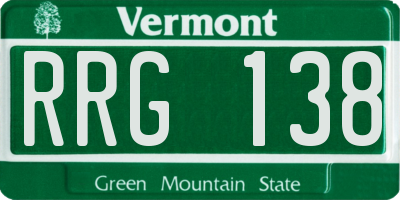 VT license plate RRG138