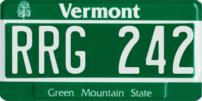 VT license plate RRG242
