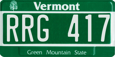VT license plate RRG417