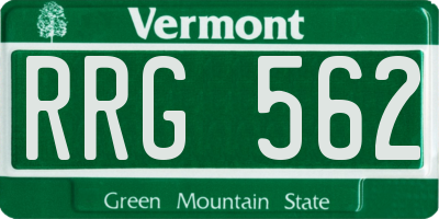VT license plate RRG562