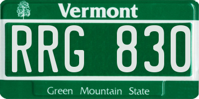 VT license plate RRG830