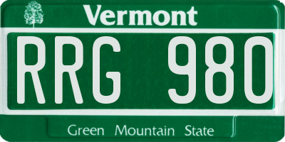 VT license plate RRG980