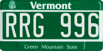 VT license plate RRG996