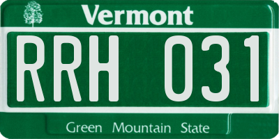 VT license plate RRH031