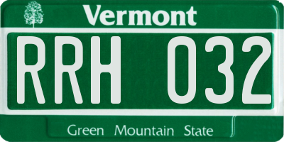 VT license plate RRH032