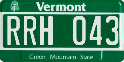 VT license plate RRH043