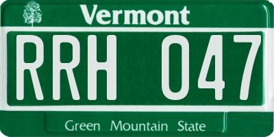 VT license plate RRH047