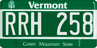 VT license plate RRH258