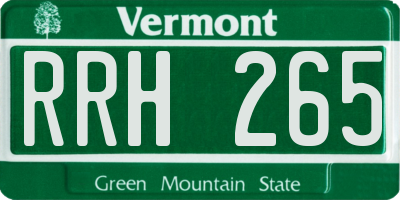 VT license plate RRH265