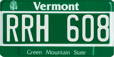 VT license plate RRH608