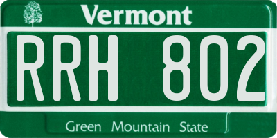 VT license plate RRH802