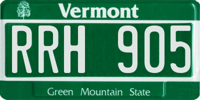 VT license plate RRH905
