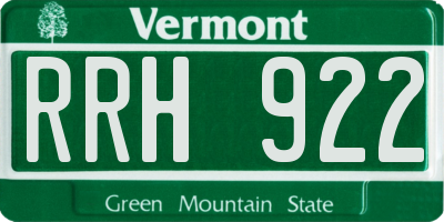 VT license plate RRH922