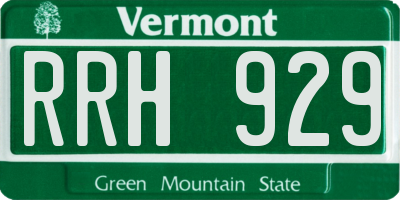 VT license plate RRH929