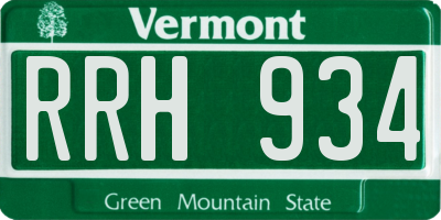 VT license plate RRH934