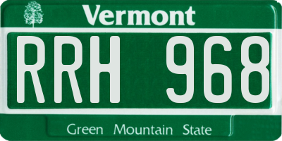 VT license plate RRH968