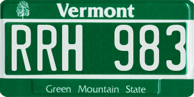VT license plate RRH983