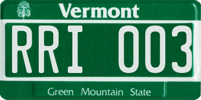 VT license plate RRI003