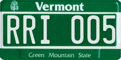 VT license plate RRI005