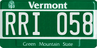 VT license plate RRI058