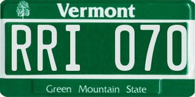 VT license plate RRI070
