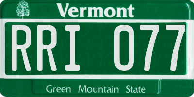 VT license plate RRI077