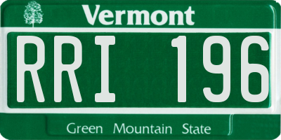 VT license plate RRI196