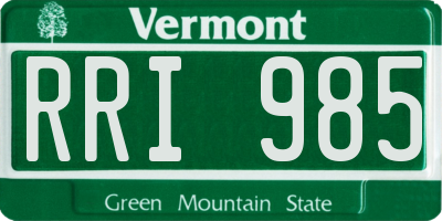 VT license plate RRI985