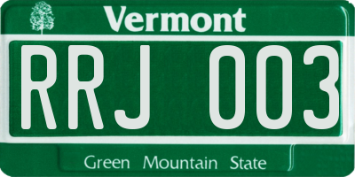 VT license plate RRJ003