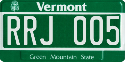 VT license plate RRJ005