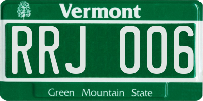 VT license plate RRJ006