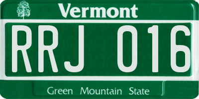 VT license plate RRJ016