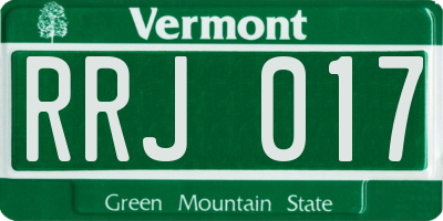 VT license plate RRJ017