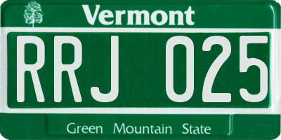 VT license plate RRJ025
