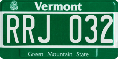 VT license plate RRJ032