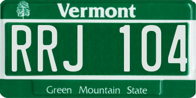 VT license plate RRJ104