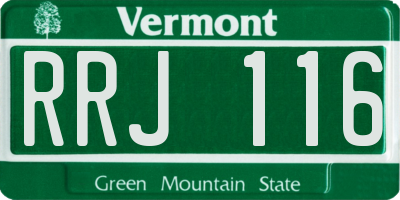 VT license plate RRJ116