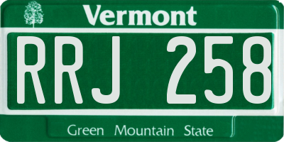 VT license plate RRJ258