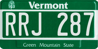 VT license plate RRJ287