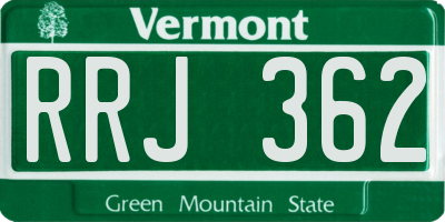 VT license plate RRJ362