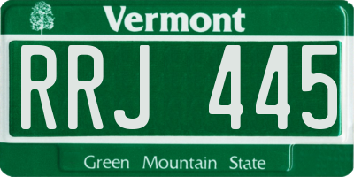 VT license plate RRJ445
