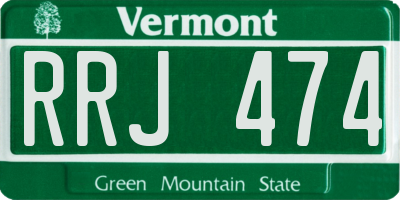 VT license plate RRJ474