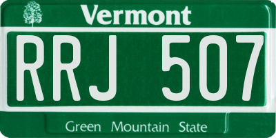 VT license plate RRJ507