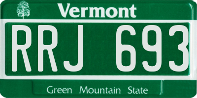 VT license plate RRJ693