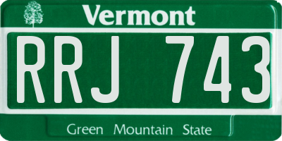 VT license plate RRJ743
