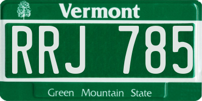 VT license plate RRJ785